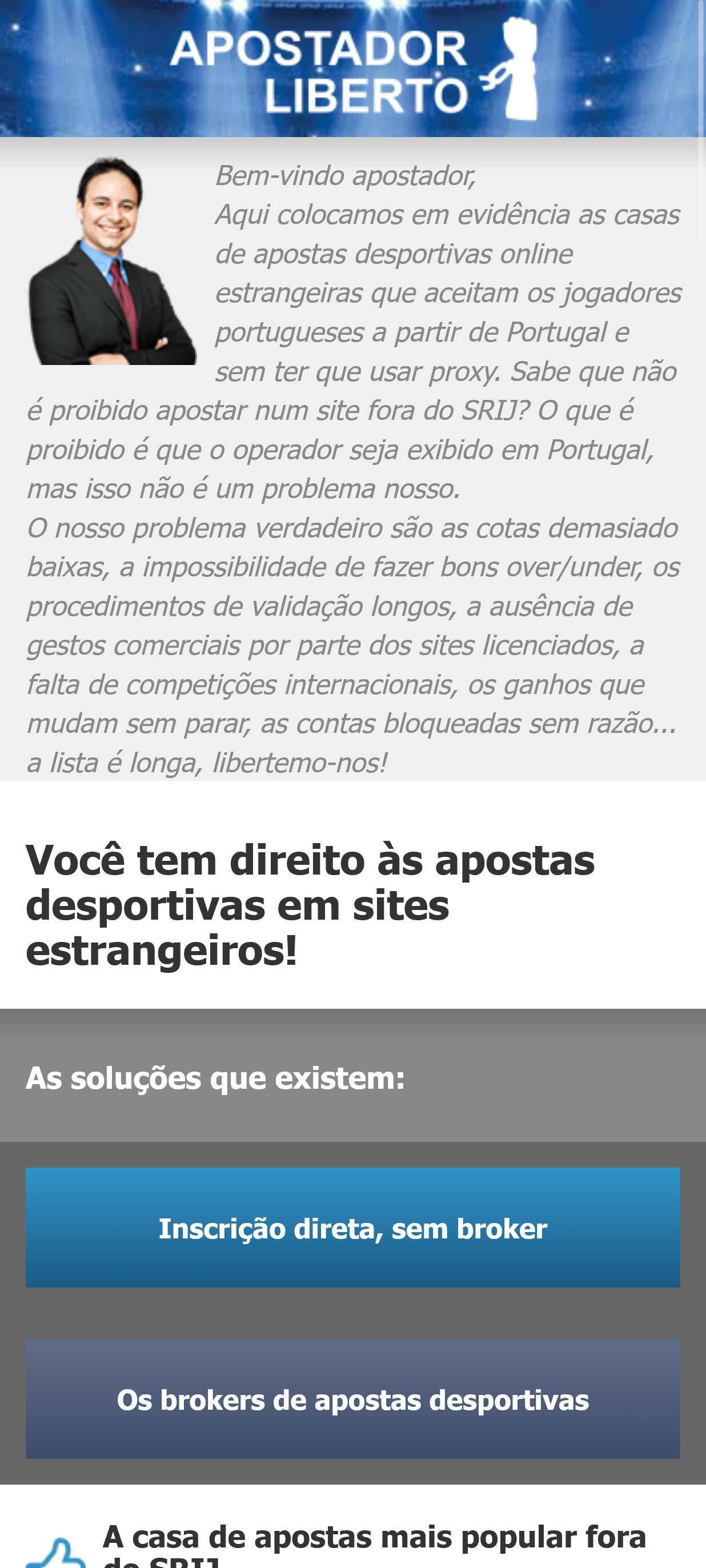 Apostador Liberto Captura de tela da página inicial