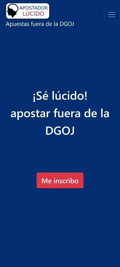 Apostador Lucido Captura de pantalla de la página de inicio