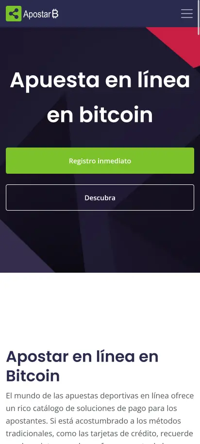 Apostar Bitcoin Captura de pantalla de la página de inicio