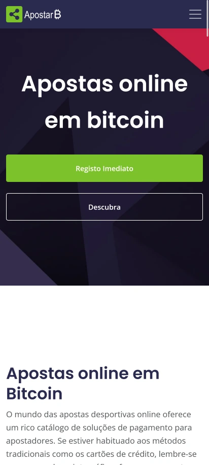 Apostar Bitcoin Captura de tela da página inicial