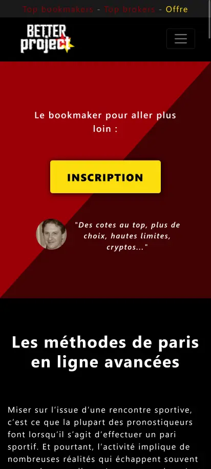 Better Project Capture d'écran de la page d'accueil