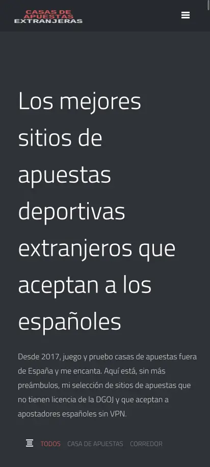 Casasdeapuestas Extranjeras Captura de pantalla de la página de inicio
