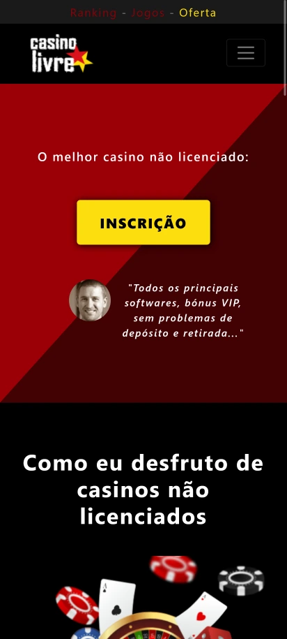 Captura de tela da página inicial de Casino Livre