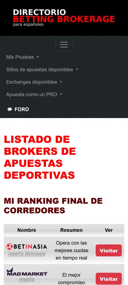 Corredores Apuestas Deportivas Captura de pantalla de la página de inicio
