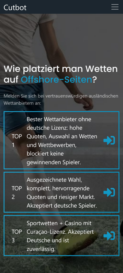 Cutbot Screenshot der Startseite