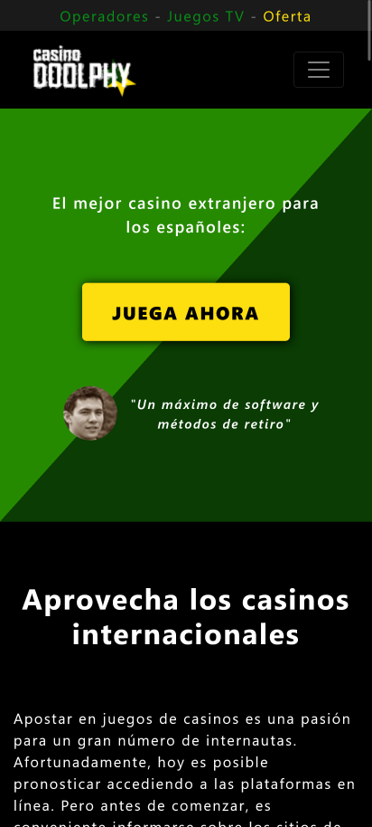 Captura de pantalla de la página de inicio de Doolphy Casino