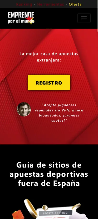 Emprende por el mundo Captura de pantalla de la página de inicio