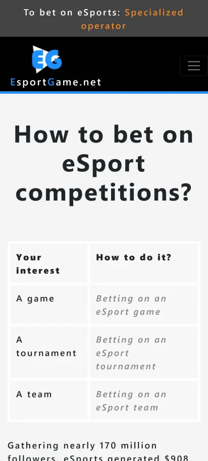 Esport Game Homepage Screenshoot