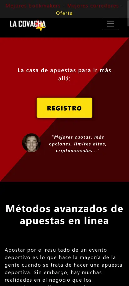 Lacovacha Captura de pantalla de la página de inicio