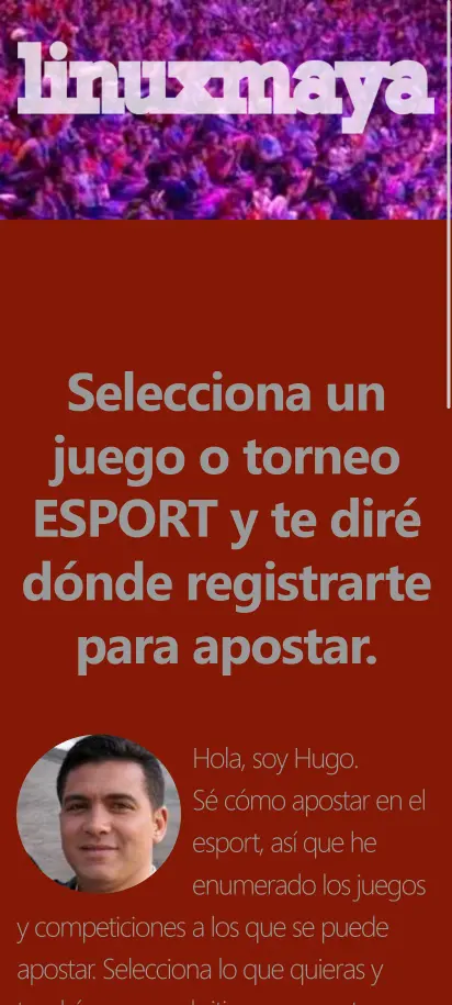 Captura de pantalla de la página de inicio de LinuxMaya