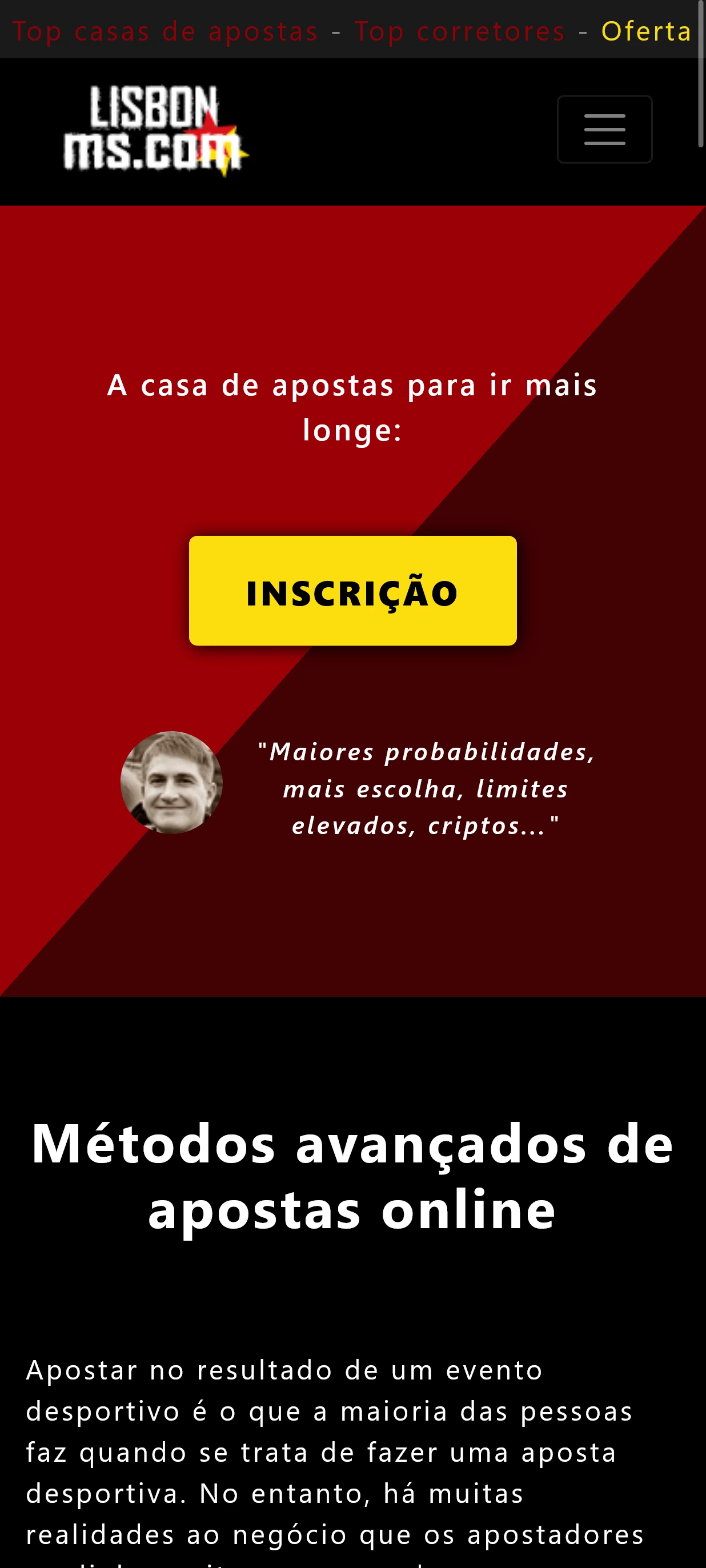 LISBON ms Captura de tela da página inicial