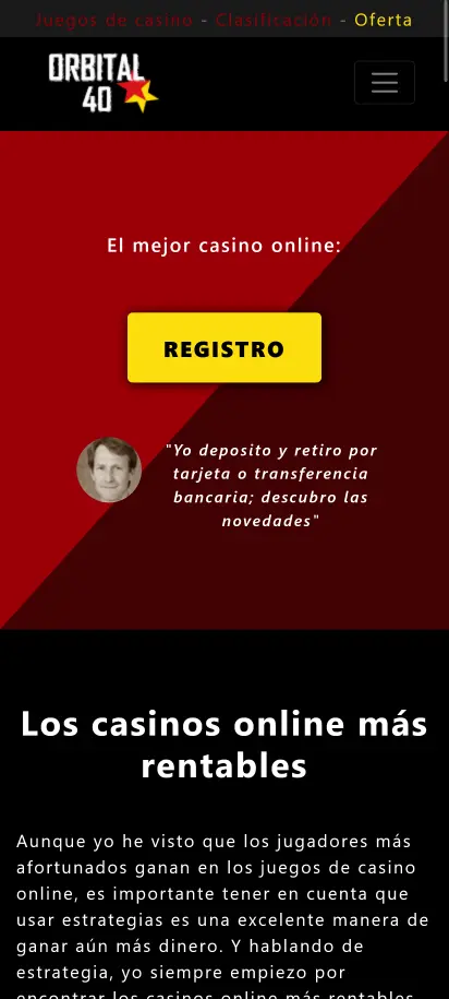 Captura de pantalla de la página de inicio de Orbital 40