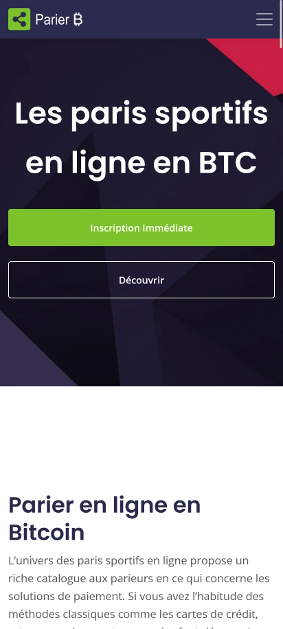 Parier Bitcoin Capture d'écran de la page d'accueil