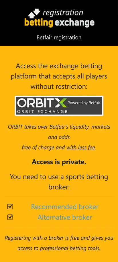 Registration Betting Exchange Homepage Screenshoot