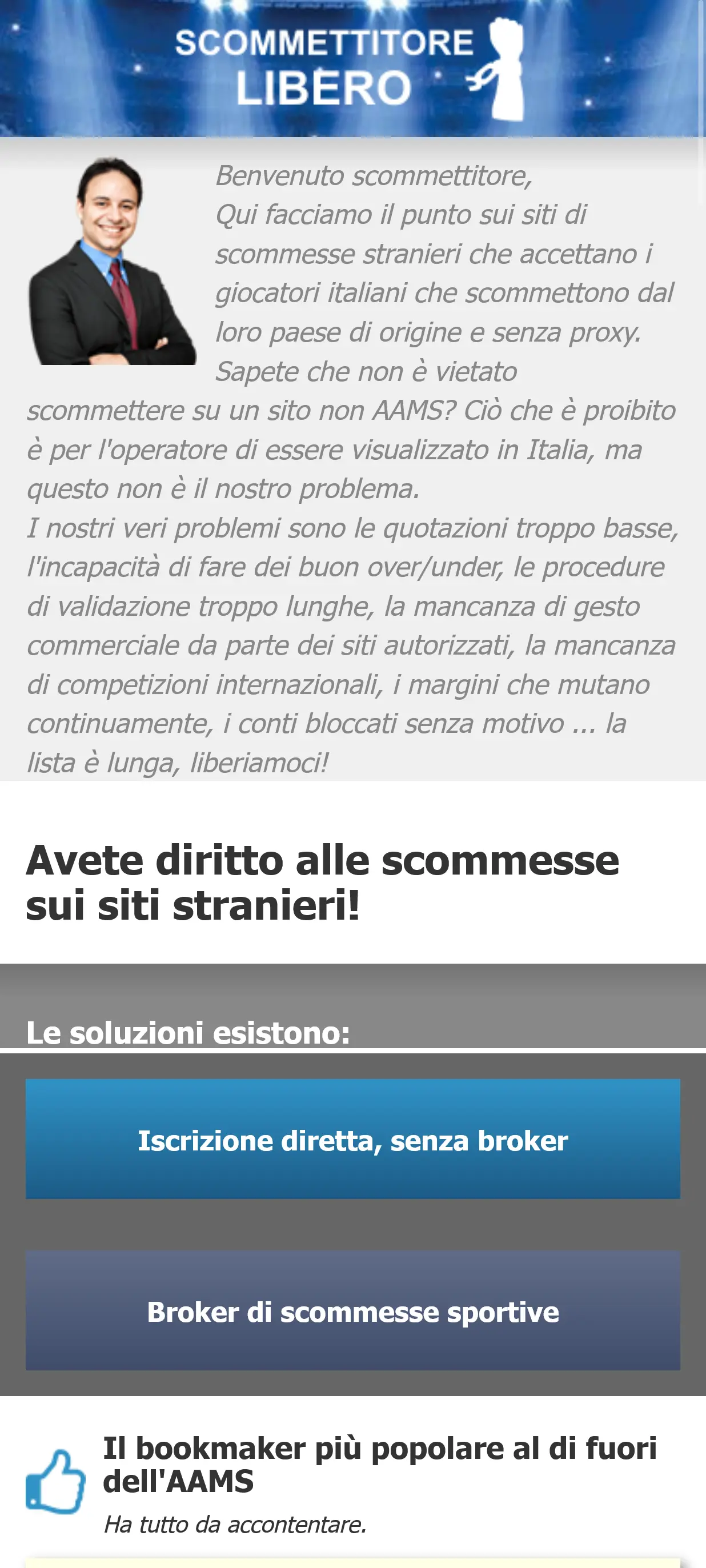 Lo Scommettitore Libero Screenshot della homepage