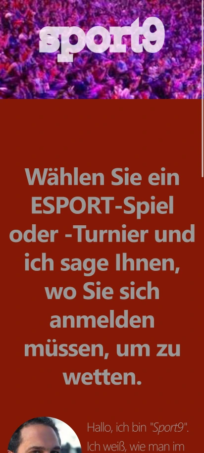 Screenshot der Homepage von Sport9